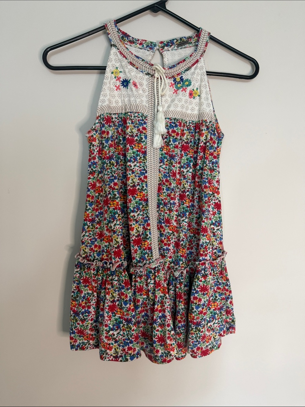 Floral Boho Sleeveless Tie-Neck Dress - Multicolor